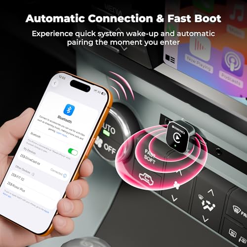 Image of Zebronics 2-in-1 Wireless CarPlay Adapter, Converts Wired Android Auto & CarPlay to Wireless, USB-A with Type-C Cable, BT v5.4, Wi-Fi 6, Fast Boot, Plug & Play (DriveCast 03)