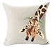 Andreannie Nordic Simple Watercolor Animal Adorable Giraffe Eating Grass Grazing Cotton Linen Throw Pillow Case Cushion Cover NEW Home Decorative Square 18 X 18 Inches Christmas Gift