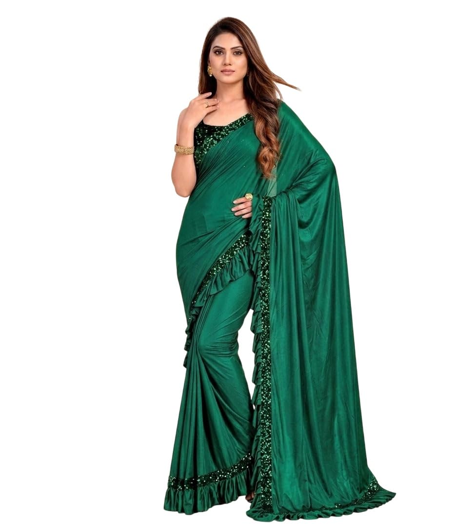Aika Creation Women's Lycra Squence Embroidered Saree Masala-GEM-image-16