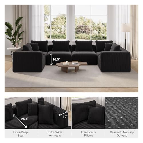 Novilla 106" Modular Sectional Sofa, Modern Cloud Sectional Couch with Smarts Coil™ Support, U-Shape Boneless Couch for Living Room Apartments Bedroom, No Assembly Required (3 Seater + 2 Ottoman) - Image 8