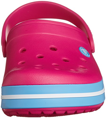 Image of Crocs Women's Crocband Clog | Comfortable Slip on Casual Water Shoe, Pink Candy Pink Bluebell, 5 UK Men / 6 UK Women