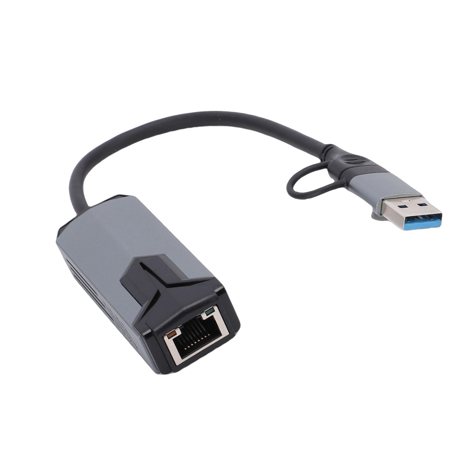 Adattatore Ethernet 5G USB 3.0 ad alta velocità 2 in 1 Adattatore da USB a RJ45 LAN per PC Laptop Materiale metallico robusto leggero