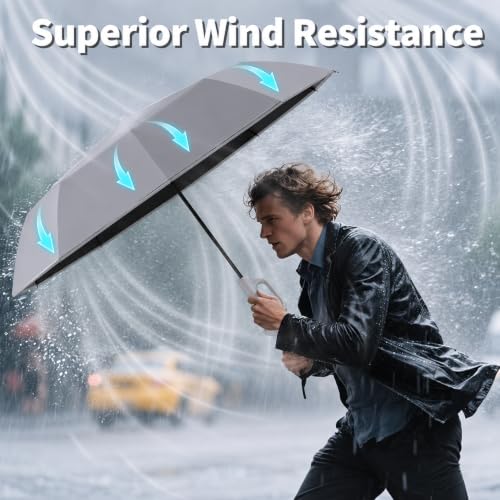 Image of Seniny Windproof Travel Umbrella, Automatic Umbrellas for Rain, Portable & Compact Umbrellas for Backpack, Strong UV for Protection, Folding Small Sun Umbrella for Car, Walking, Coral Pink, 38 inches