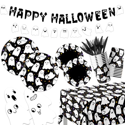 Ghost Decorations Tableware - 142Pc Halloween Party Supplies Incl...