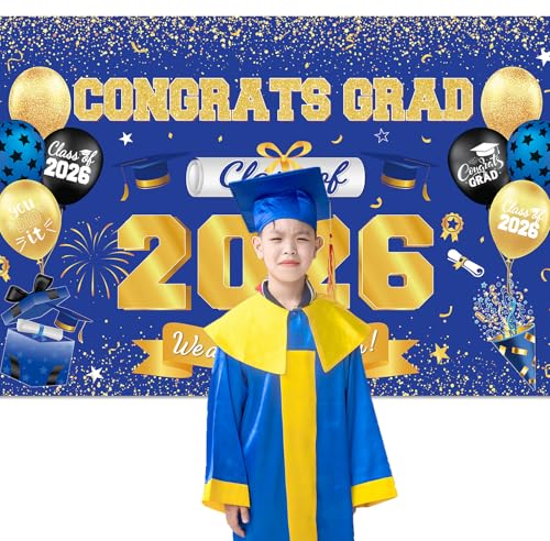 Banner Fondo Graduación Clase 2026 71 x 45 Pulgadas miniatura 4