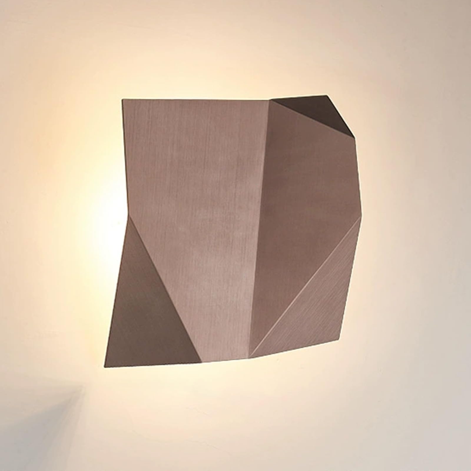 SXWNBIFH Geometry Wall Sconce, Metal Wall Light Fixtures Postmodern Square Wall Lamp Brushed Finish 7W LED Ambient Lighting for Living Room, Bedroom, Hallway, Restaurant, Office(Brown)