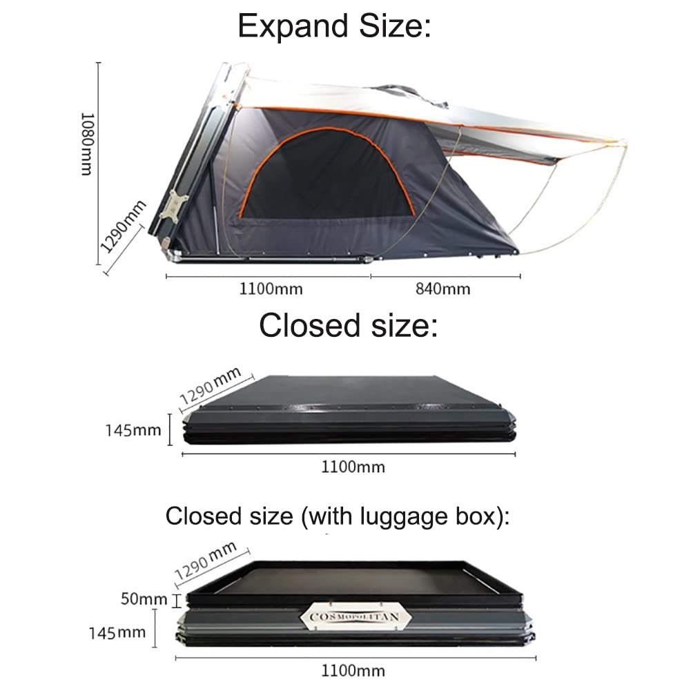 Tente de toit de voiture entièrement automatique, tente de toit pour 2 à 3 personnes, tente de camping en plein air, chambre mobile à ouverture rapide avec échelle télescopique, tente pop-up SUV