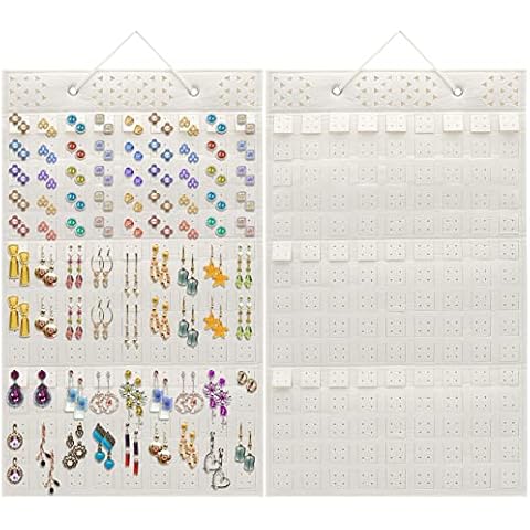 JJYHEHOT Hanging Jewelry Display Organizer, Wall Mounted Jewellery Display Stand Felt Jewelry Storage Organizer Holds Up to 300 Earrings, Wall Hanging Organiser for Bracelets Necklaces Brooch Cover