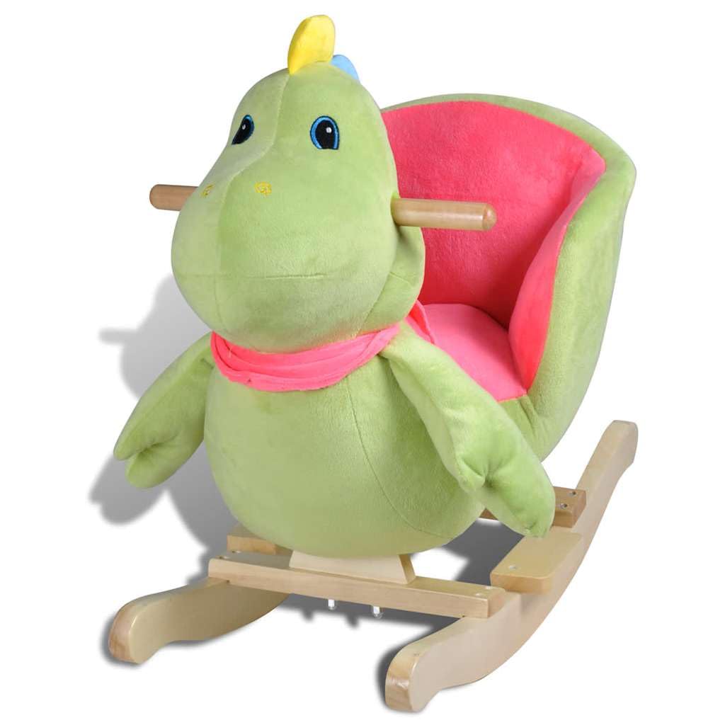 Schaukeltier Dino Plüsch Wippe für Kleinkinder ab 12 Monaten 60x32x54 cm Babysitz mit ergonomischer Liegefunktion und Musik zur Beruhigung im Kinderzimmer Geschenk zum Spielen und