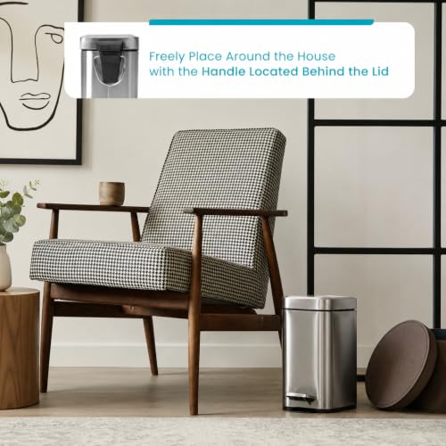 Image of Home Zone Living 1.3 Gallon Stainless Steel Small Trash Can with a Lid
