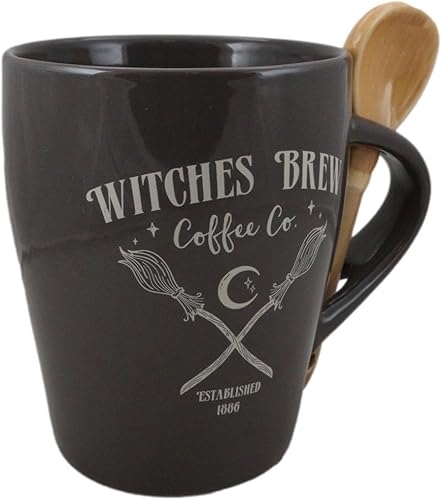 Miniatura 5 de Ebros Gift Wicca - Juego de tazas y cucharas de cerámica con mango de cuchara y taza de café de 15 onzas