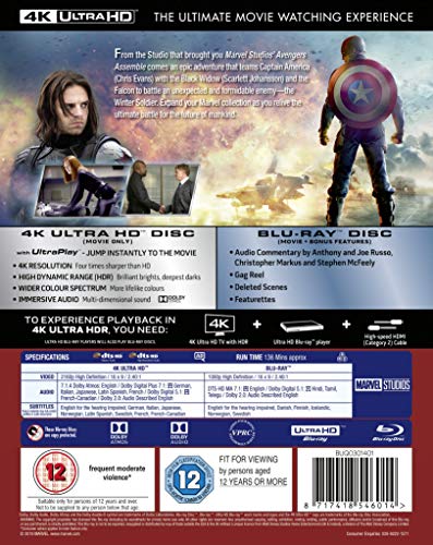Captain America: The Winter Soldier 4k Ultra-HD [Blu-ray] [2019] [Region Free]
