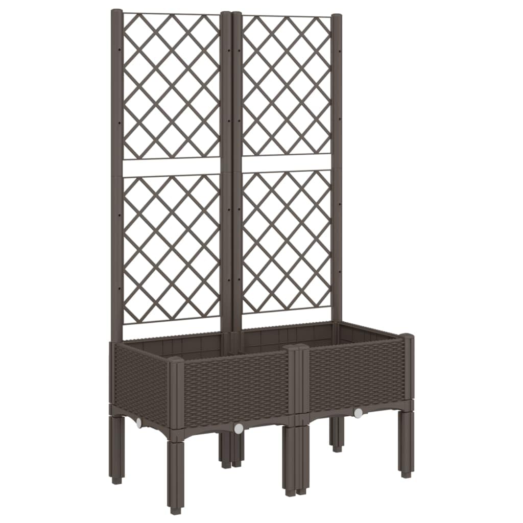 vidaXL Brown Rattan-Look Garden Planter with Trellis - 80x40x142 cm PP, Spacious Outdoor Plant Container for Patio/Garden