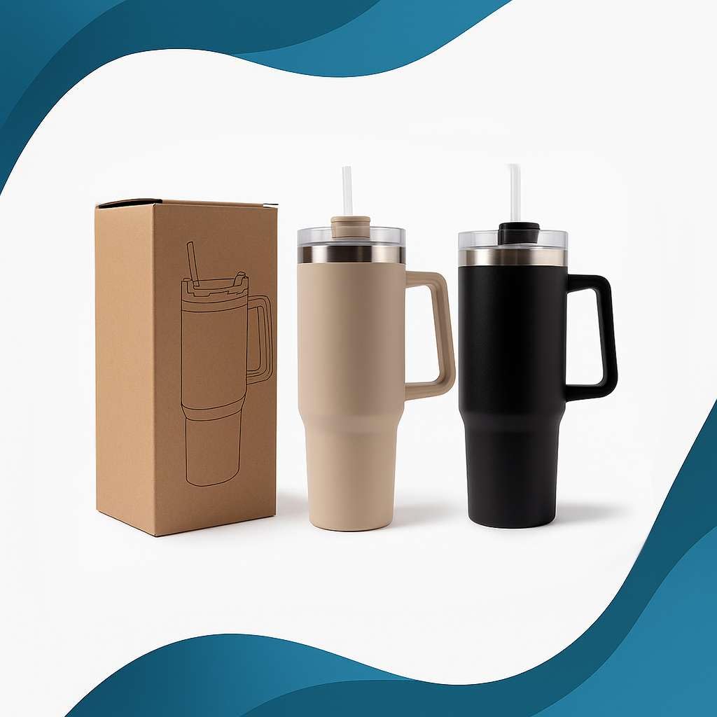 Planetee Mug Isotherme 1,2L - Je peux pas petite bière Noir – Bouteille avec Anse, Paille et Couvercle – Idée Cadeau Gourde Personnalisée