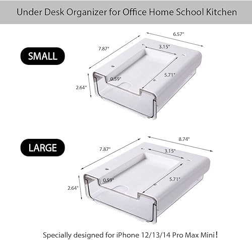 Miniatura 2 de MEHIDFY - Paquete de 2 cajones deslizables debajo del escritorio, cajones de almacenamiento autoadhesivos ocultos debajo del escritorio, accesorios