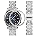 DEALELE Band Compatible with Galaxy Watch 46mm, 22mm Bling Diamond Stainless Steel Metal Strap with Bezel Ring Cover Strap Replacement for Samsung Gear S3 Frontier/Classic Women Men (Silver)