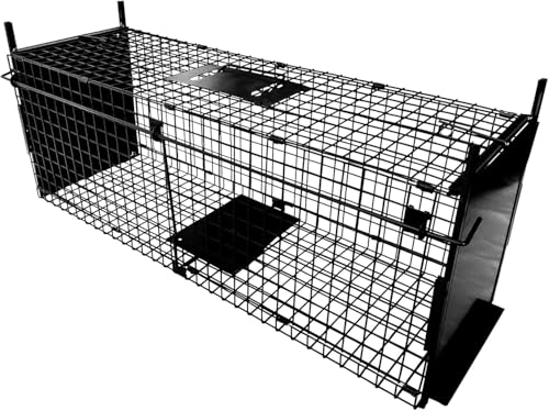 Thealyn Tierkäfig Falle 80 X 33 X 27 cm Doppeltür Tierkäfig Falle Metall Falle Käfig Humane Lebendtierfalle für Kaninchen, streunende Katze, Eichhörnchen, Waschbär, Maulwurf, Gopher, Opossum
