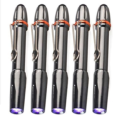 UV Torch Light, 365nm Ultraviolet Flashlight, Lightweight Pen Torch With Clip, High UV Purity, Small Ultraviolet Light, Blacklight Detector For Pet Urine Stain Bed Bugs And More 2 Packs