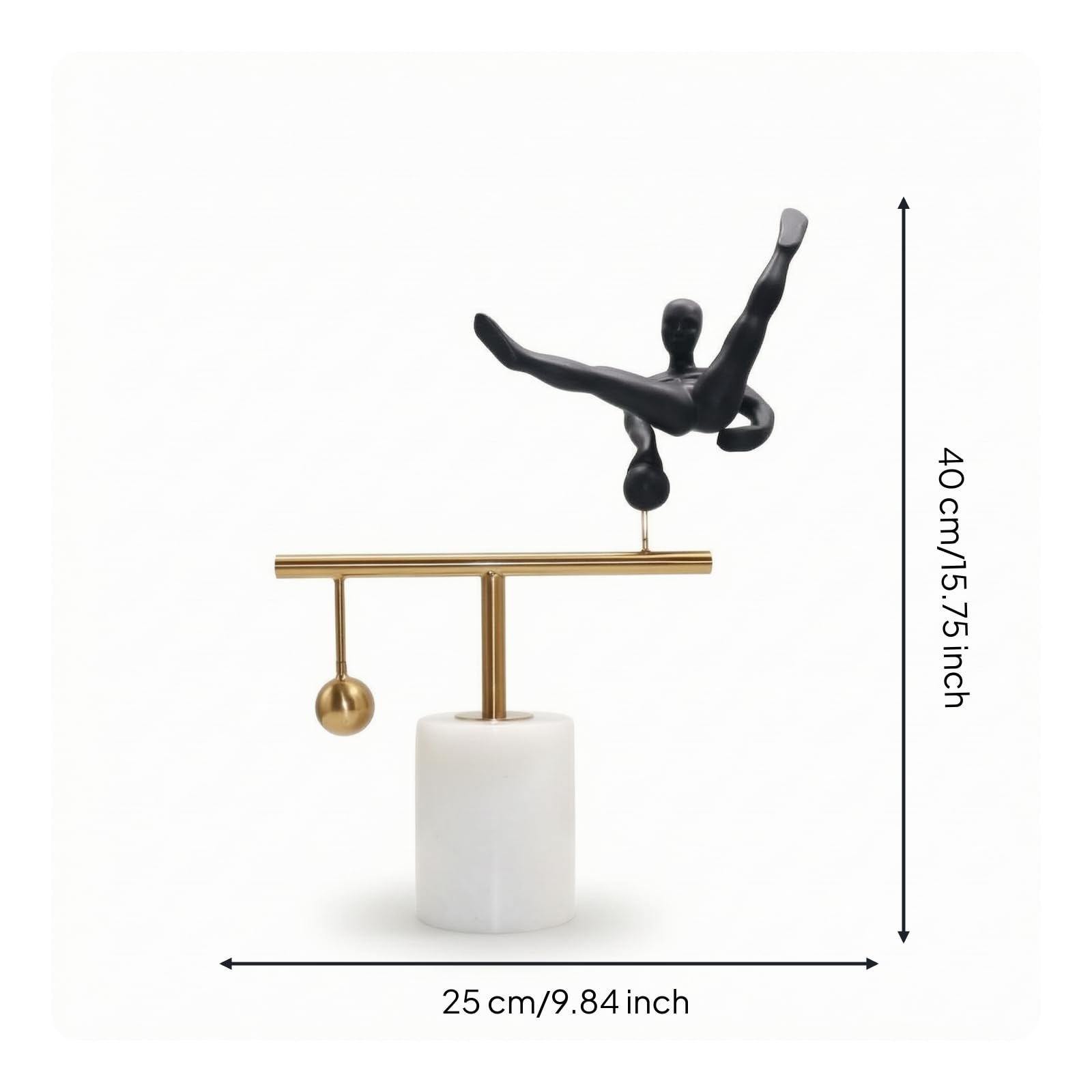 Figura Decorativa de Resina Escultura de Figura Humana Estatua Adorno Geométrico Ornamento de Mesa con Esfera Colgante y Base de Mármol Adecuada para Salón Estudio Rincón de Oficina