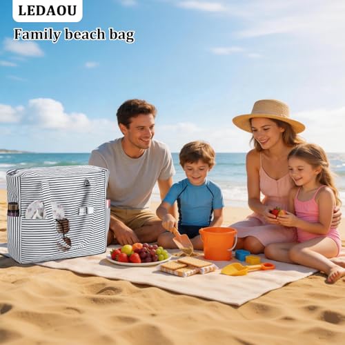 Image of LEDAOU Beach Bag Waterproof Sandproof Women Beach Tote Pool Bag with Zipper for Swim Gym Grocery Travel with Wet Pocket | Sandproof
