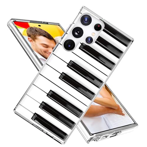 ARTIOSIT - Custodia per Samsung S22 Ultra per Samsung S22 Ultra - Custodia sottile e morbida in TPU trasparente con design per Galaxy S22 Ultra 6.8, musica divertente nero e bianco