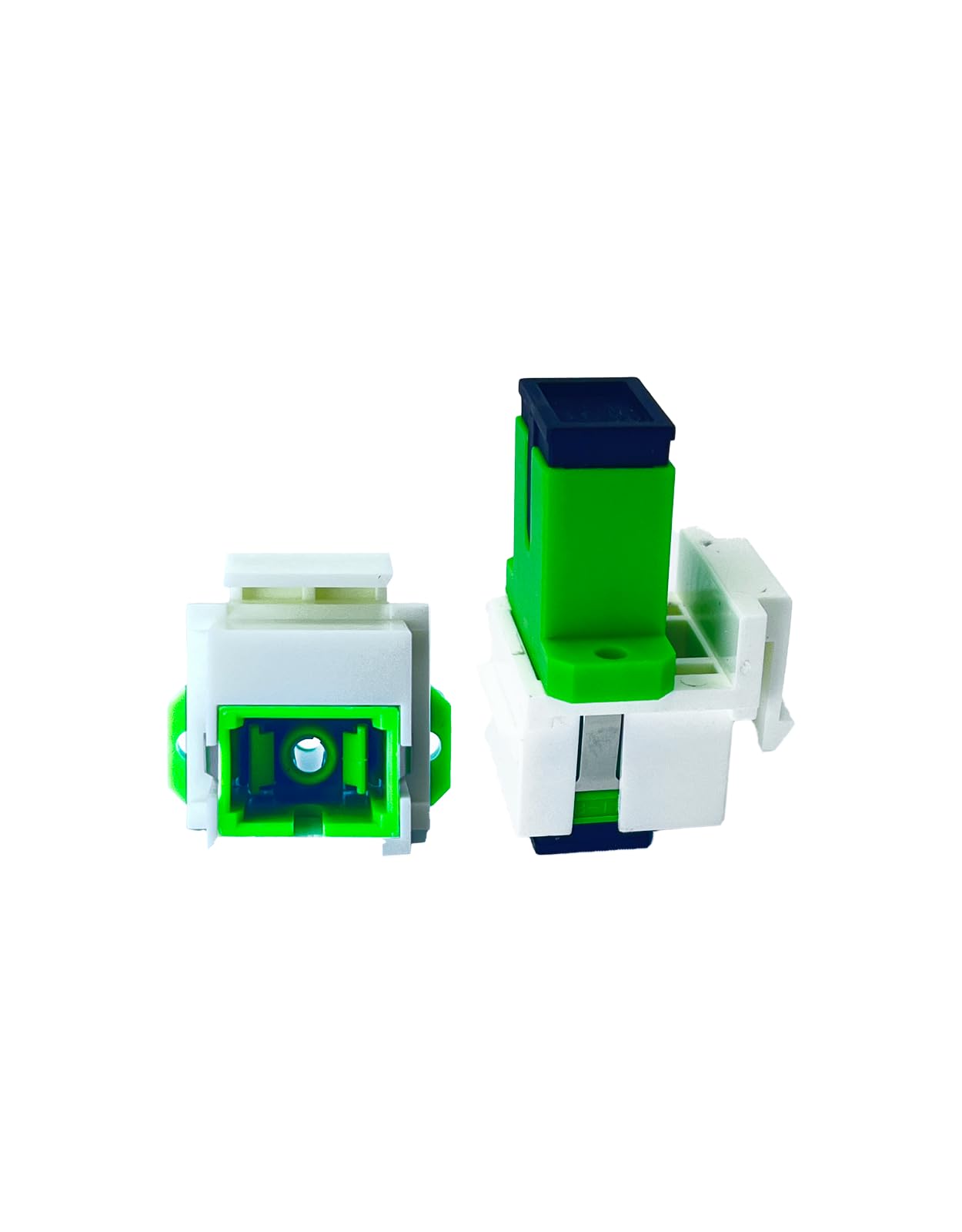 Paquete de 50 acopladores de fibra óptica SC monomodo para paneles de conexión y placas de pared, adaptador de cable de fibra óptica (verde hierba, contacto físico en ángulo)
