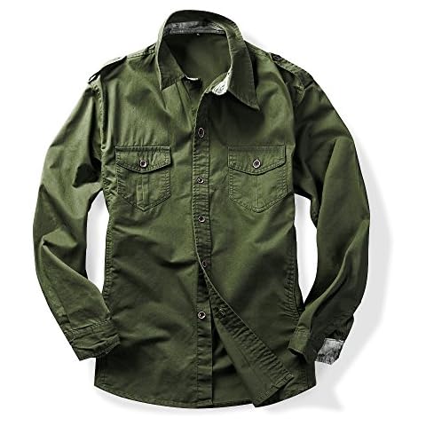 Tianerhay Men's Tactical Cotton Cargo Shirt Cover