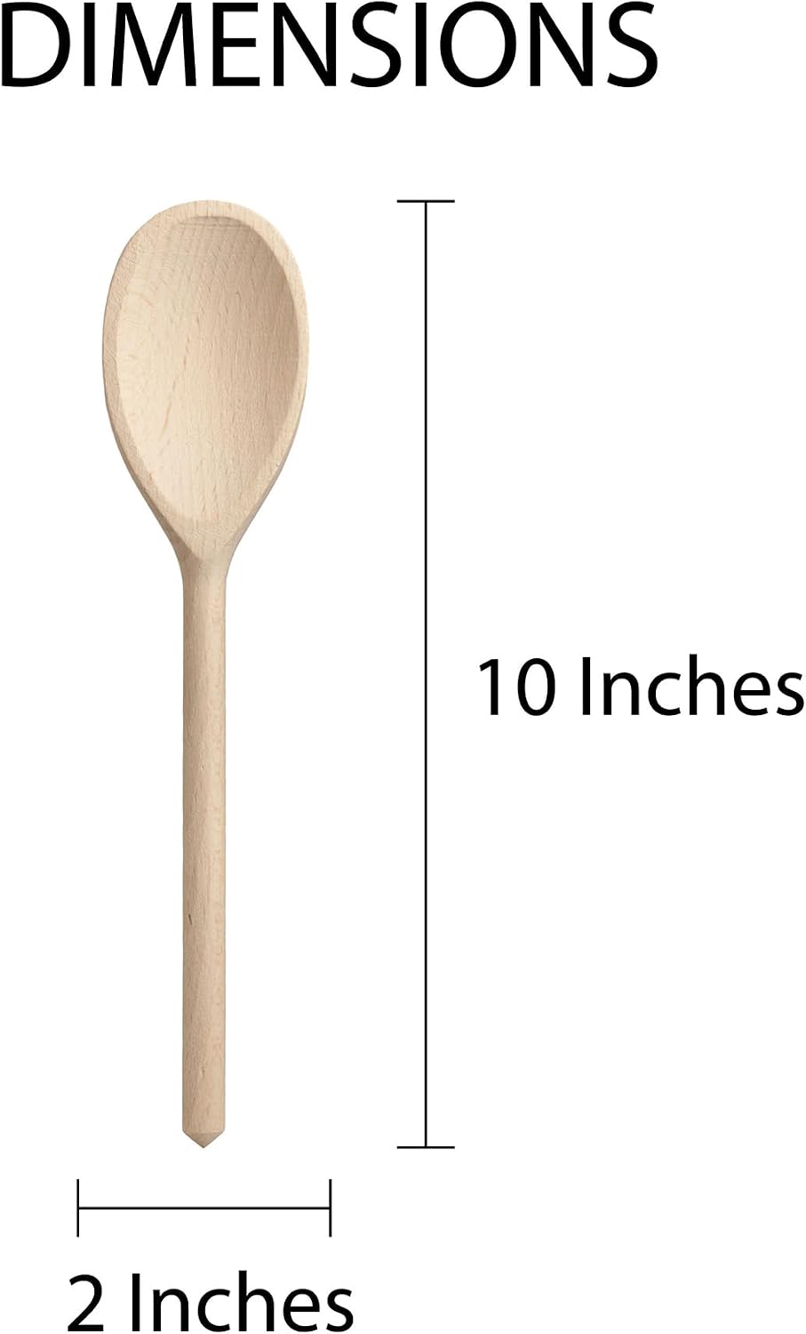 HIC Kitchen Wooden Spoon, FSC-Certified Beechwood, 10-Inch