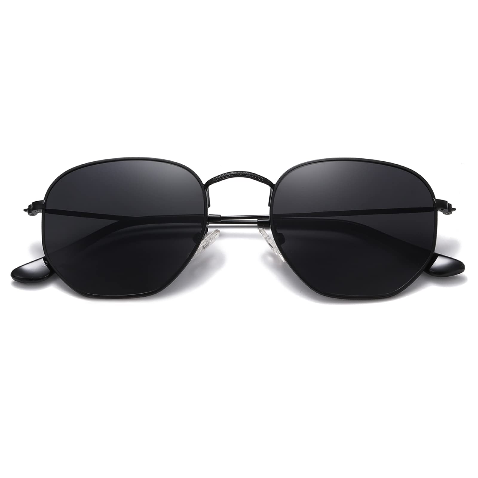 MEETSUN Polarized Hexagon Sunglasses for Women Men Polygon Square Sun Glasses UV400 Protection Metal Frame