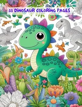 Paperback 55 Dinosaur Coloring Pages Book