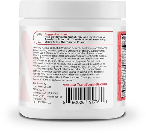 Image of TransformHQ Energy & Focus Powder (Strawberry Lemonade) 28 Servings | Boost Shot Clean Energy Drink Mix, Gluten-Free, Sugar Free, GMO-Free