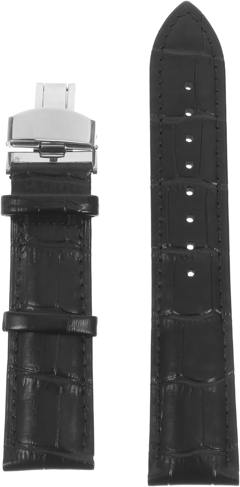 Hemobllo 22Mm Leather Watch Strap with Closure Clasp for Smart and Traditional Watches Quick Release Embossed Replacement Band