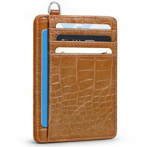 Image of Coco Rossi Crocodile Wallet Women Slim Credit Card Holder with Keychain