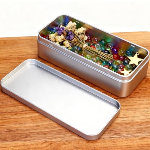 Image of 7 Pieces Rectangular Metal Empty Tins Containers, Silver