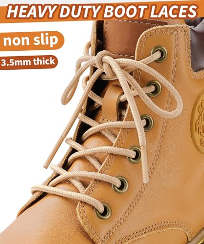 Image of Handshop 2 Pairs Round Boots Shoelaces, Heavy Duty Outdoor Shoe Laces | Replacement Shoestrings for Hiking, Running, Sporting Shoes and Work boots, Sturdy and Robust, 28 Colors, 30-63 inch Length