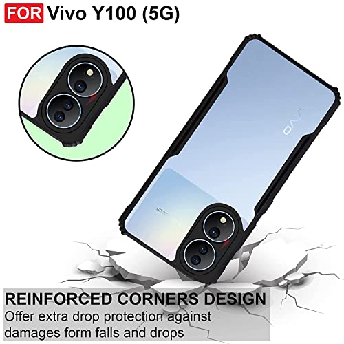 Image of Xmon Back Cover Compatible with Vivo T2 5G / Vivo Y100 [Droproof] [Sweat-Proof] [Fingerprint-Proof] Shockproof Protective Phone Back Case /Black Bumper