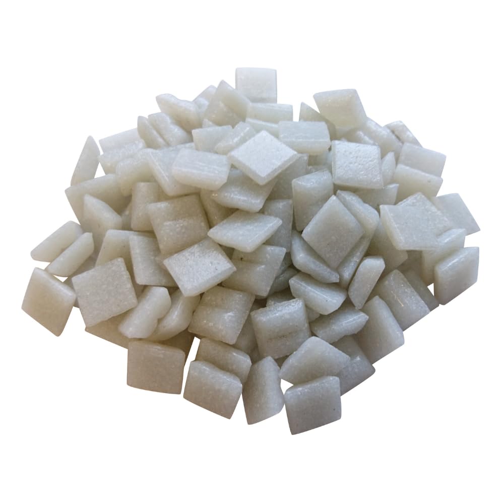 Zimasi Glasmosaik 900 g – Glassteine zum Basteln & DIY in Hellgrau – Bastelset mit Mosaiksteinen für Erwachsene & Kinder– Robuste Mosaiksteine für kreative Projekte [ca. 1350 Stück, 1x1 cm] Hellgrau