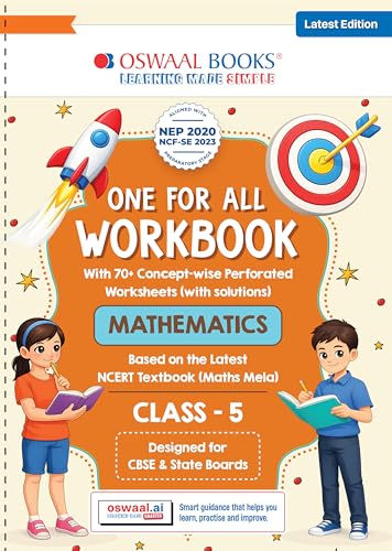 Image of Oswaal One for All Workbook Class 5 Mathematics | 50+ Concept-wise Perforated Worksheets | Based on NCERT Our Wondrous World | NEP 2020 & NCF 2023 ... Clarity & Scientific Skills For 2026-27