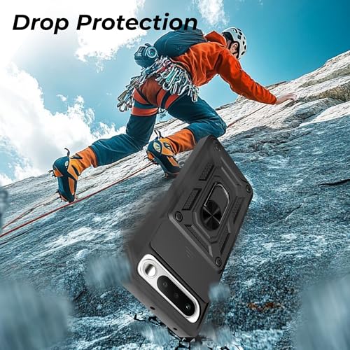 Image of A rtistque Armor Bumper Back Cover Case for Realme 16 5G | Ring Holder Stand | Sliding Camera Protection | Shockproof Heavy Duty Design | Realme 16 Back Cover - Black