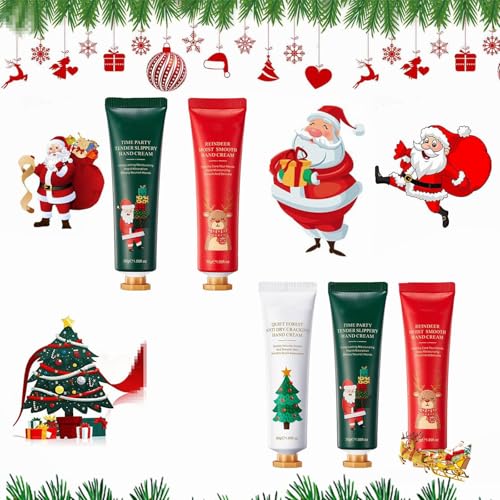 Crema Manos Navidad, Crema de Manos Regalo, Mini Hand Cream Set, Cream Protectora de Manos Reparadora Hidratante Nutritiva Regalos para Navidad, para Mujeres Hombres Mamás y Colegas, 5 Piezas-Nuevo