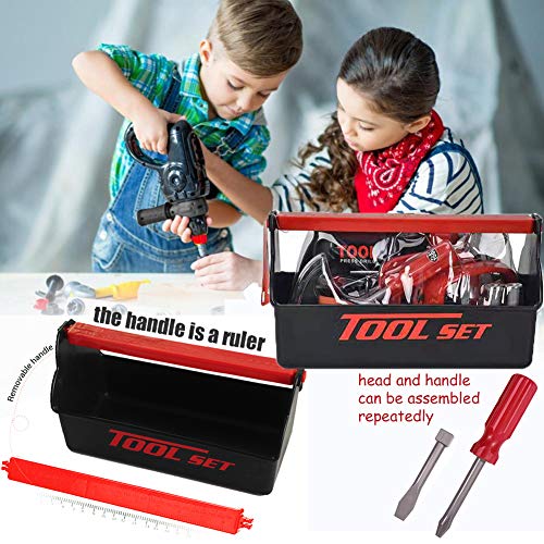 KEJIH Durable Kids Tool Set Kids Play Tool, Pretend Play Construction Toy, Kids Toy Electronic Toy Drill Tool Construction Gift for Toddlers Boys Girls, Tool Kit with a Sturdy Tool Box (Manual)