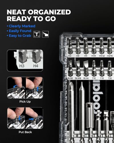 Image of toolant Complete Screwdriver Bit Set, 46-Piece S2 Steel Driver Bits Set with Storage Case - Hex, Torx, Phillips, Slotted, Square,Nut Driver- for Home DIY, Appliance Repair,Beginner-Friendly