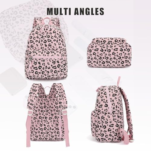 Image of Corduroy Womens Mini Backpack Girls Small Backpack Purse Fashion Casual Daypack School Bookbag (Leopard Pink)