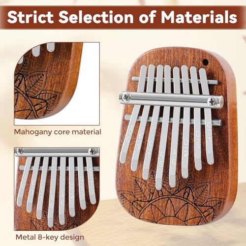 Image of RANMING 8 Key Mini Kalimba Thumb Piano 2 Pack Set Portable Finger Piano Exquisite Musical Gift for Adults and Christmas
