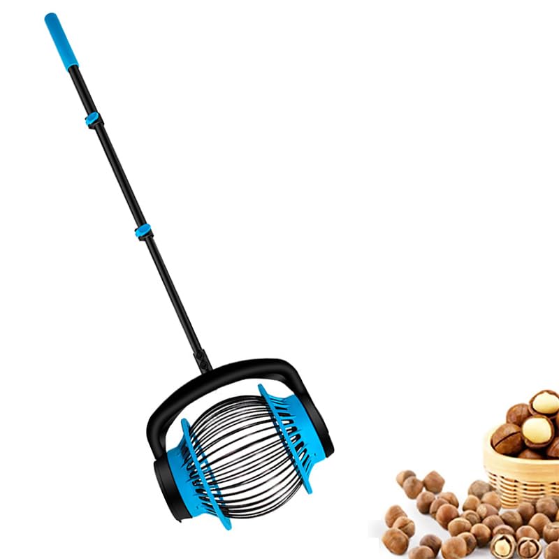 Recogedor de nueces, mango largo ajustable para nueces, nueces, castañas y bellotas, diseño de apertura lateral