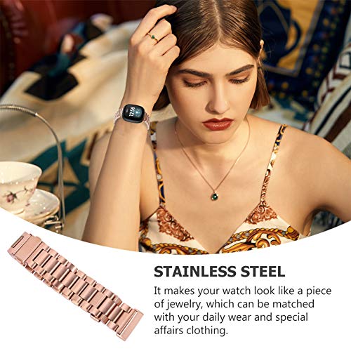 ULTECHNOVO Compatível Com Fitbit Versa 3/ Sense Metal Aço Inoxidável Pulseira de Substituição para R