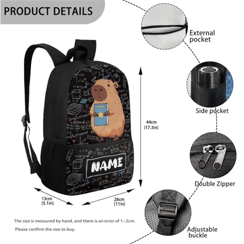 Capybara Backpacks for Girls 10-12 Large Capacity Custom Backpack for Girls Set of 4 Pcs Personalized Backpack Breathable Elementary Kids School Bag with Lunch Box3