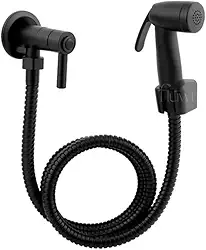 Ducha Higiênica Manual para Banheiro, Preta, 120 cm com Suporte e Mangueira