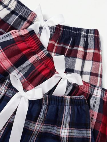 Milumia Women's 3 Pack Pajama Shorts Plaid Elastic Waist Pj Sleep Shorts4