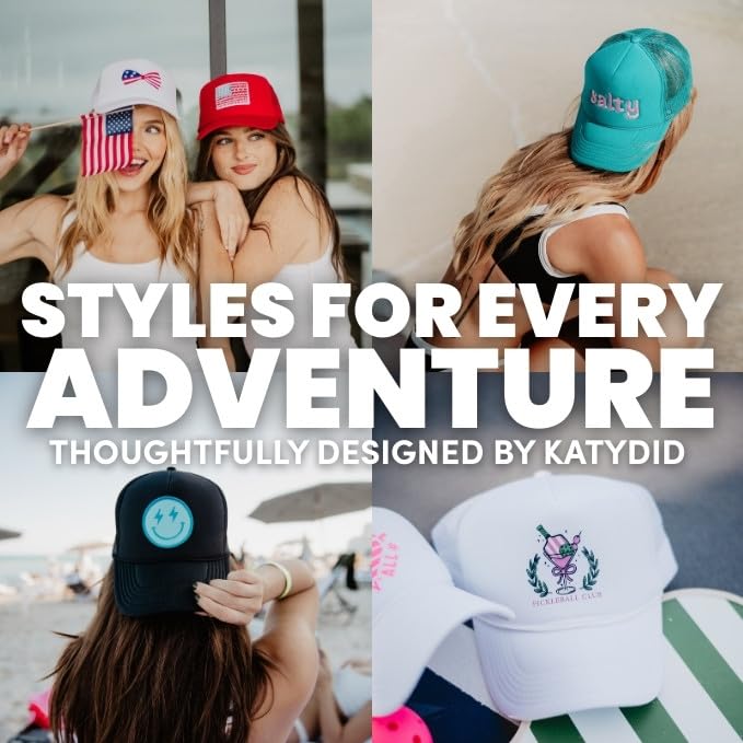 Image of KATYDID Salty Foam Trucker Hat - Adjustable Trucker Hat with Mesh Netting - Fully Embroidered Trucker Hat for Women